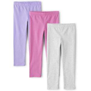 The Children’s Place and Toddler Assorted Solid Leggings, Multipacks(Pink/Grey/Purple 3-pack)