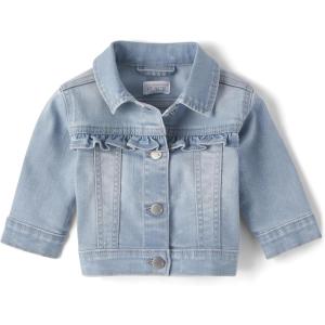 The Children’s Place baby girls Ruffle Denim Jacket(Ruffle Bramble Wash)