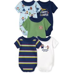 The Children’s Place baby-boys And Newborn Short Sleeve Bodysuits, Multipacks(Camper 5-pack)