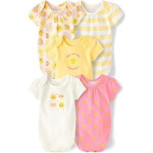 The Children’s Place baby-boys And Newborn Short Sleeve Bodysuits, Multipacks(Sunshine Yellow 5-pack)