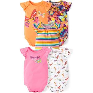 The Children’s Place baby-boys And Newborn Short Sleeve Bodysuits, Multipacks(Vivid Orange 5-pack)