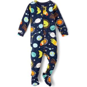 The Children’s Place baby-boys And Toddler Long Sleeve 100% Cotton Zip-front One Piece Footed Pajama(Solar System)
