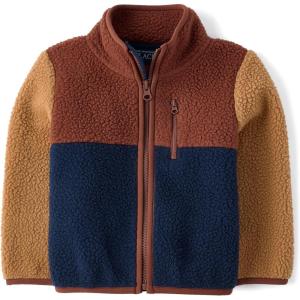 The Children’s Place baby-boys And Toddler Long Sleeve Sherpa Fleece Full Zip Jacket(Terra)