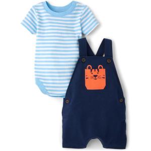 The Children’s Place baby-boys And Toddler Short Sleeve Bodysuit and Overalls 2 Piece Playwear Set(Tidal Tiger)