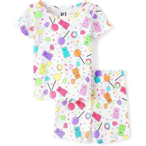 The Children’s Place baby-girls And Newborn 100% Cotton Short Sleeve Top and Shorts 2 Piece Pajama Set(Candy Print)