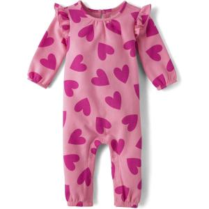 The Children’s Place baby-girls And Newborn Long Sleeve Romper(Pink Hearts)