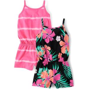 The Children’s Place baby-girls And Toddler Everyday Summer Rompers(Black Tropic 2-pack)