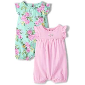 The Children’s Place baby-girls And Toddler Everyday Summer Rompers(Green Floral/Pink)