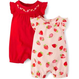 The Children’s Place baby-girls And Toddler Everyday Summer Rompers(Strawberry/Red 2-pack)