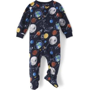 The Children’s Place baby-girls And Toddler Fleece Long Sleeve Zip Front One Piece Footed Pajamas,sleep & Play(Navy Planets)