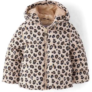 The Children’s Place baby-girls And Toddler Girls’ Medium Weight Wind-resistant, Water-resistant Puffer Jacket(Leopard)
