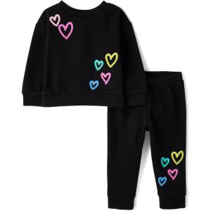 The Children’s Place baby-girls And Toddler Long Sleeve Active Shirt and Pant, 2 Piece Outfit(Black)