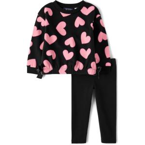 The Children’s Place baby-girls And Toddler Long Sleeve Active Shirt and Pant, 2 Piece Outfit(Black Hearts)