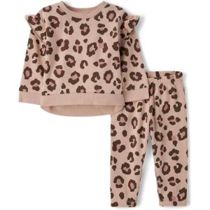 The Children’s Place baby-girls And Toddler Long Sleeve Active Shirt and Pant, 2 Piece Outfit(Blush Leopard)