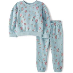 The Children’s Place baby-girls And Toddler Long Sleeve Active Shirt and Pant, 2 Piece Outfit(Dusky Blue Floral)