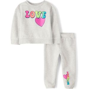 The Children’s Place baby-girls And Toddler Long Sleeve Active Shirt and Pant, 2 Piece Outfit(Love)