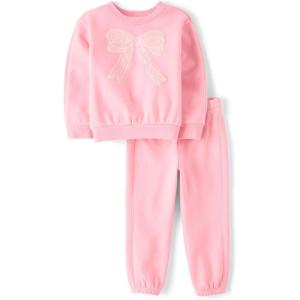 The Children’s Place baby-girls And Toddler Long Sleeve Active Shirt and Pant, 2 Piece Outfit(Rose Pottery Bow)