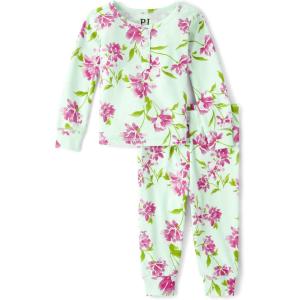 The Children’s Place baby-girls And Toddler Snug Fit 100% Cotton Short Sleeve Top and Pants 2 Piece Pajama Set(Glade Green)