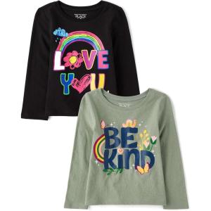 The Children’s Place baby-girls And Toddler Unicorns,butterflies,trends Long Sleeve Graphic T-shirts,2 Pack(Be Kind/Love You)