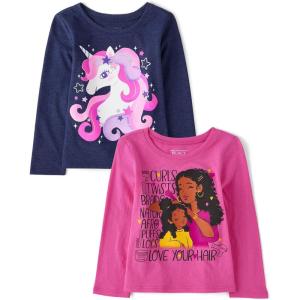 The Children’s Place baby-girls And Toddler Unicorns,butterflies,trends Long Sleeve Graphic T-shirts,2 Pack(Unicorn/Love Your Hair)
