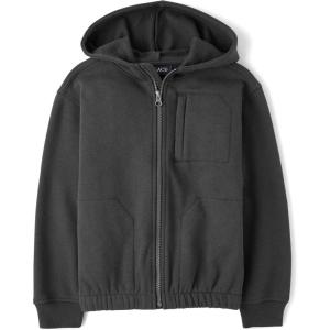 The Children’s Place boys Active Long Sleeve Hooded Full Zip Front Sweatshirt(Motoroil)