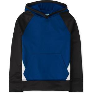 The Children’s Place boys Active Long Sleeve Hooded Sweatshirt(Blue Colorblock)