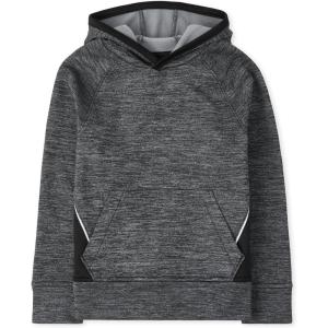 The Children’s Place boys Active Long Sleeve Hooded Sweatshirt(Gray Colorblock)