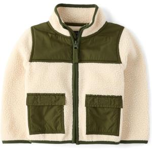 The Children’s Place boys And Toddler Long Sleeve Sherpa Fleece Full Zip Jacket(Haystack)