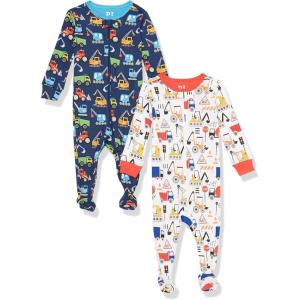 The Children’s Place boys And Toddler Snug Fit 100% Cotton Zip-front One Piece Footed Pajamas 2-pack(Construction 2-pack)