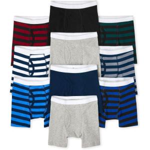 The Children’s Place boys Cotton Boxer Briefs Underwear Variety 10-pack(Solids/Stripes)