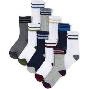 The Children’s Place boys Crew Socks Variety Pack(Multicolor 10-pack)