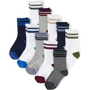 The Children’s Place boys Crew Socks Variety Pack(Multicolor Stripe 10-pack)