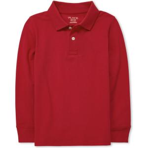 The Children’s Place boys Long Sleeve Pique Polo(Classic Red Single)