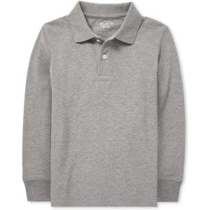 The Children’s Place boys Long Sleeve Pique Polo(Smoke Single)