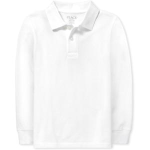 The Children’s Place boys Long Sleeve Pique Polo(White)