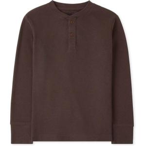 The Children’s Place boys Long Sleeve Thermal Henley Shirt(Brown Bear)