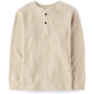 The Children’s Place boys Long Sleeve Thermal Henley Shirt(Straw)