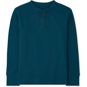 The Children’s Place boys Long Sleeve Thermal Henley Shirt(Teal Tides)