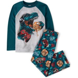 The Children’s Place boys Long Sleeve Top and Pants 2 Piece Pajama Set(Dino Gamer 2-pack)