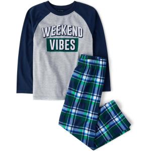 The Children’s Place boys Long Sleeve Top and Pants 2 Piece Pajama Set(Weekend Vibes)