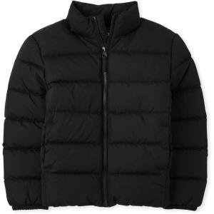 The Children’s Place boys Medium Weight Puffer Jacket, Wind, Water-resistant(Onyx)