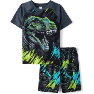 The Children’s Place boys Short Sleeve Top and Shorts,2 Piece Pajama Set(Fierce Dino)
