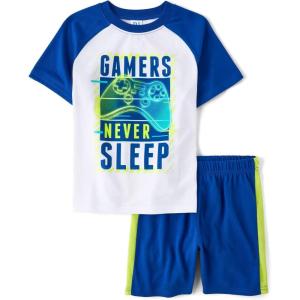 The Children’s Place boys Short Sleeve Top and Shorts,2 Piece Pajama Set(Gamers Never Sleep)