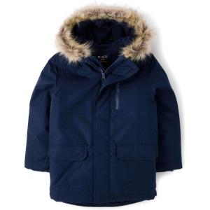 The Children’s Place boys Water and Wind Resistant Hooded Zip Front Parka Jacket(Tidal Microfleece)