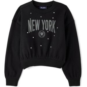 The Children’s Place girls Active Long Sleeve Embellished Winter Warm Sweatshirt(New York)