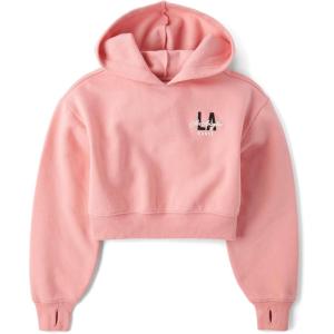 The Children’s Place girls Active Long Sleeve Hooded Sweatshirt(Pink Kiss)