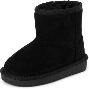 The Children’s Place girls Baby Girls and Toddler Classic Ankle Boots, Faux Fur Lined(Black)