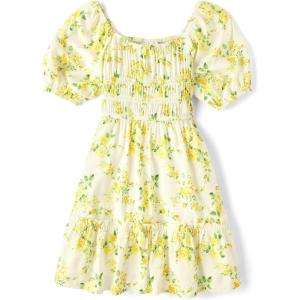 The Children’s Place girls Floral Smocked Babydoll Dress(Bunnys Tail Floral)