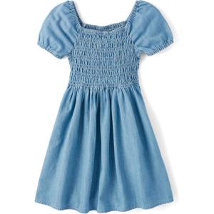 The Children’s Place girls Floral Smocked Babydoll Dress(Cloudless Wash)