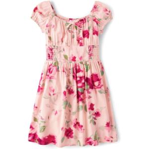 The Children’s Place girls Floral Smocked Babydoll Dress(Crystal Pink Floral)